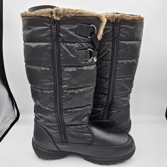Chromatics by Totes Black Puffer Faux Fur Winter Snow Boots NWT, size 9 - Picture 6 of 13